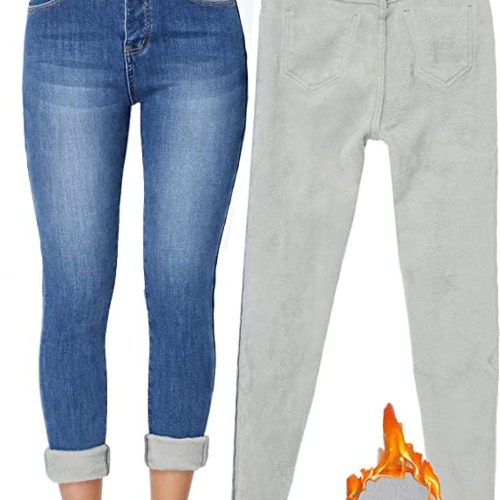 Yehopere High Waist Fleece Lined Jeans Womens Size 3XL Slim Fit Skinny Denim NWT